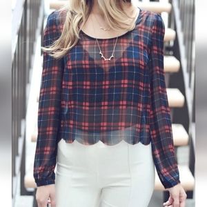 Double Zero sheer plaid blouse